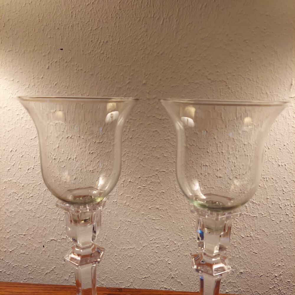 Pair Homco Home Interiors 1111 Milano Clear Votive Cup Peg Candle Holders